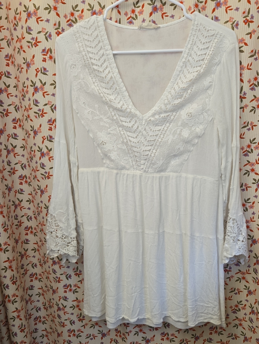 Altar’d State White Boho Lace dress Long Sleeve Women’s S